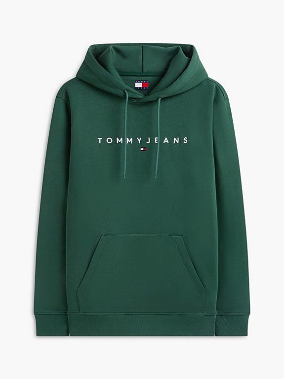 Tommy Jeans Linear Logo Hoodie in Velvet Green