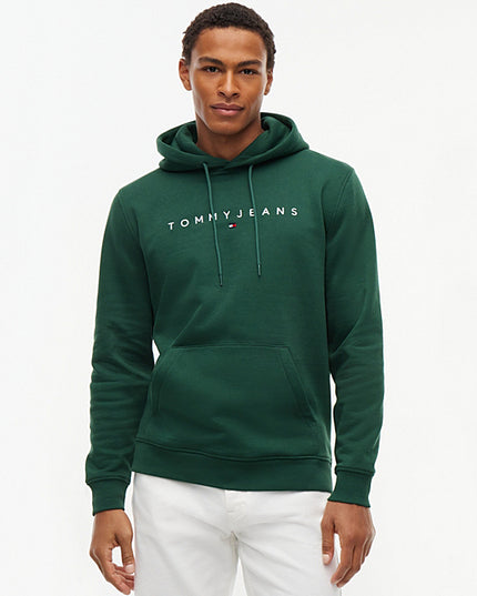 Tommy Jeans Linear Logo Hoodie in Velvet Green