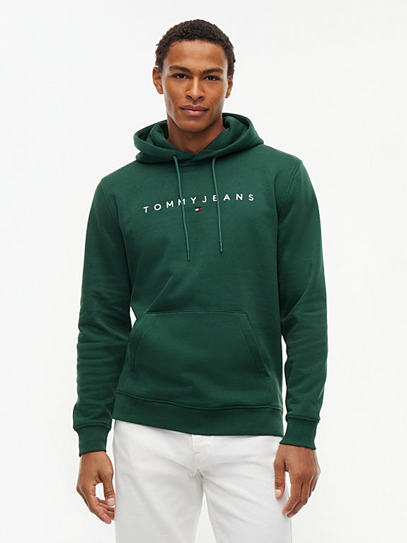 Tommy Jeans Linear Logo Hoodie in Velvet Green