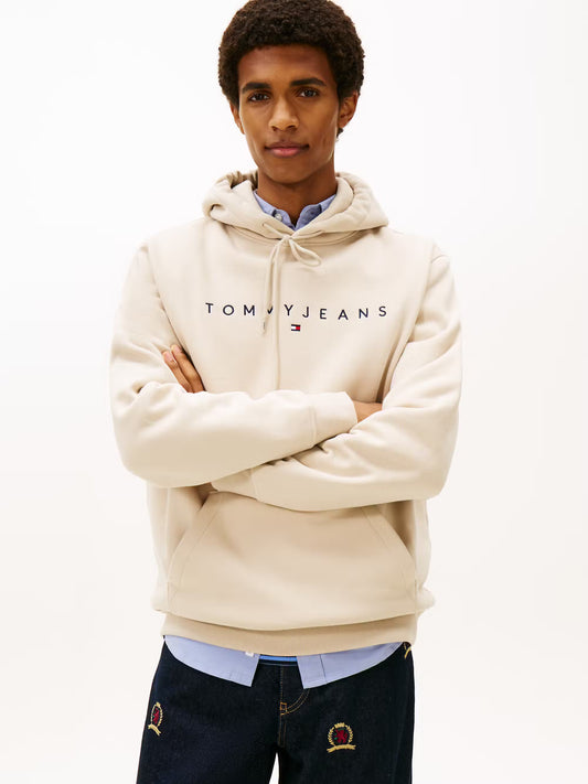 Linear Logo Embroidered Logo Hoody - Gulf Sand