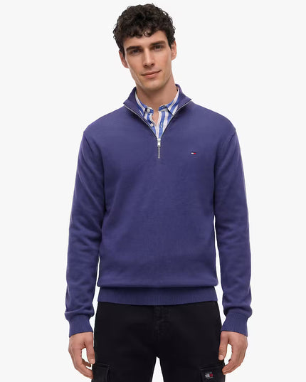 Slim Ess Light 1/4 Zip Sweater - Blue Storm