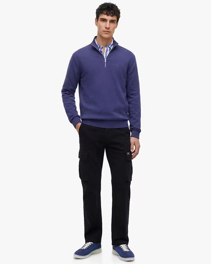 Slim Ess Light 1/4 Zip Sweater - Blue Storm