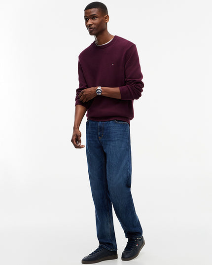 Tommy Flag Textured Slim Jumper - Calypso Berry