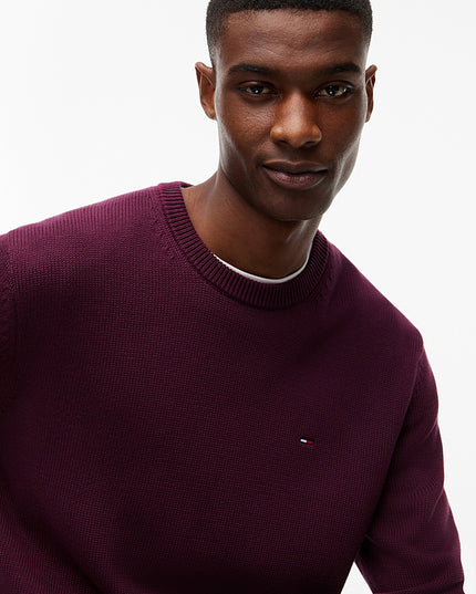 Tommy Flag Textured Slim Jumper - Calypso Berry