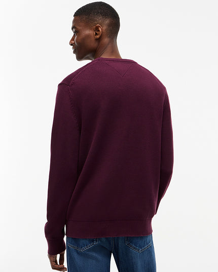Tommy Flag Textured Slim Jumper - Calypso Berry