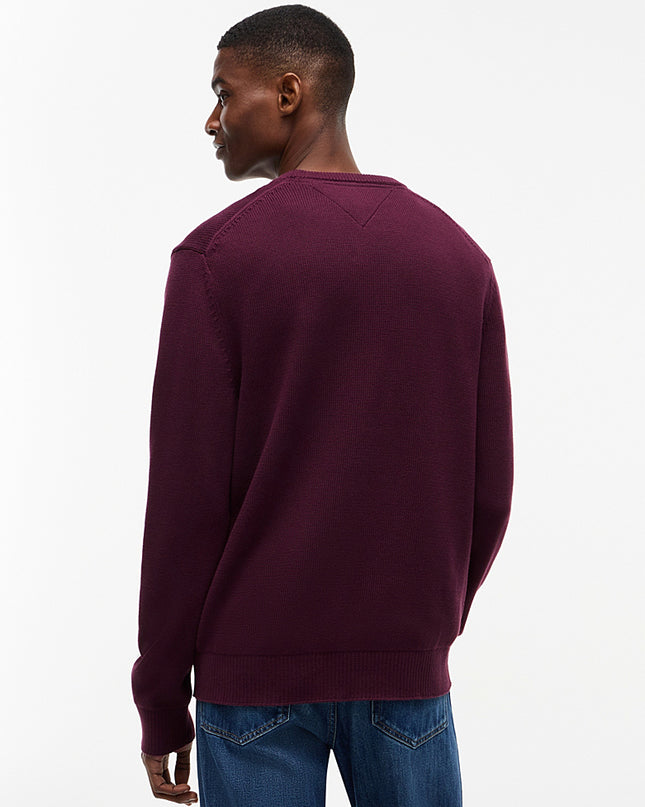 Tommy Flag Textured Slim Jumper - Calypso Berry