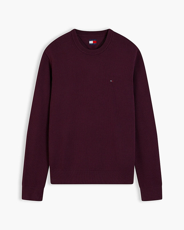 Tommy Flag Textured Slim Jumper - Calypso Berry
