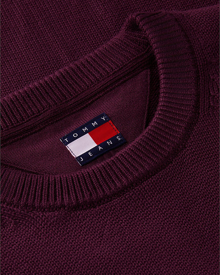 Tommy Flag Textured Slim Jumper - Calypso Berry