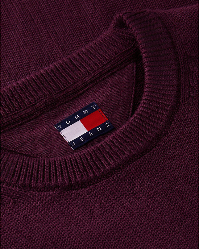 Tommy Flag Textured Slim Jumper - Calypso Berry
