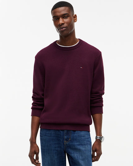 Tommy Flag Textured Slim Jumper - Calypso Berry