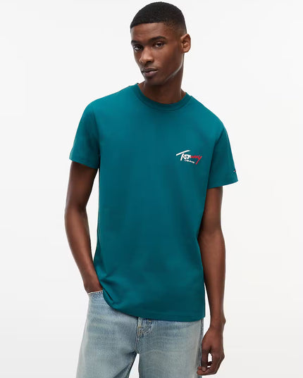 Tommy Jeans Signature Logo Slim T-Shirt - Polar Teal