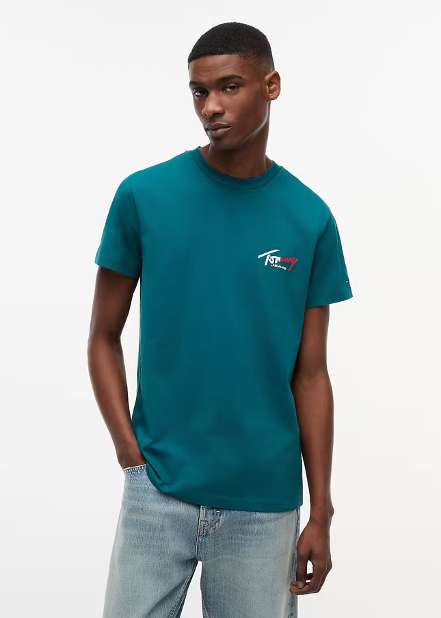 Tommy Jeans Signature Logo Slim T-Shirt - Polar Teal