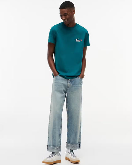 Tommy Jeans Signature Logo Slim T-Shirt - Polar Teal