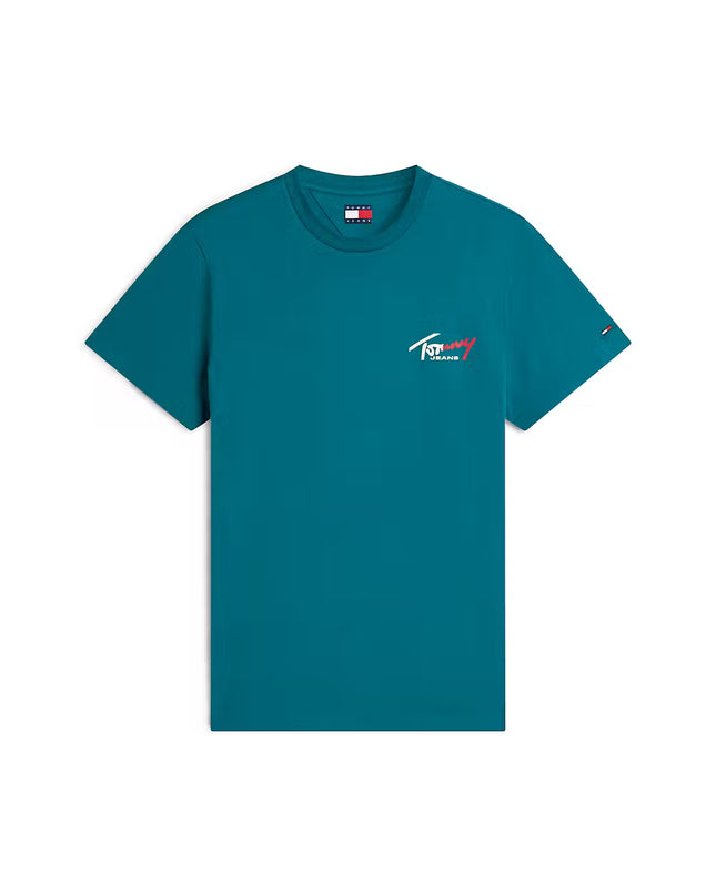 Tommy Jeans Signature Logo Slim T-Shirt - Polar Teal