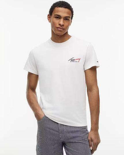 Tommy Jeans Signature Logo Slim T-Shirt - Ancient White