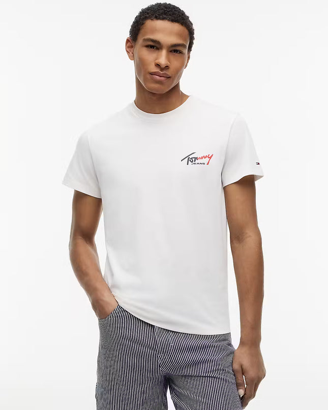 Tommy Jeans Signature Logo Slim T-Shirt - Ancient White