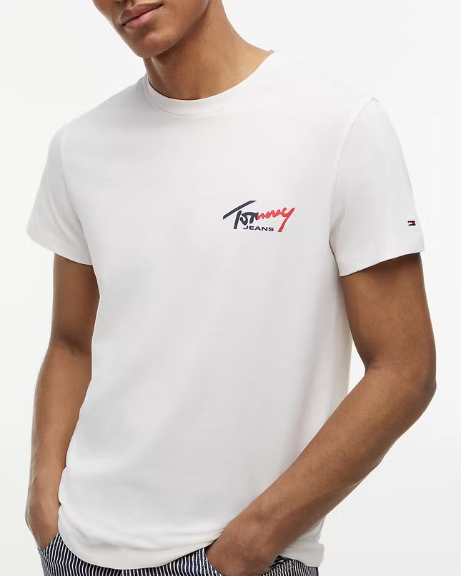 Tommy Jeans Signature Logo Slim T-Shirt - Ancient White