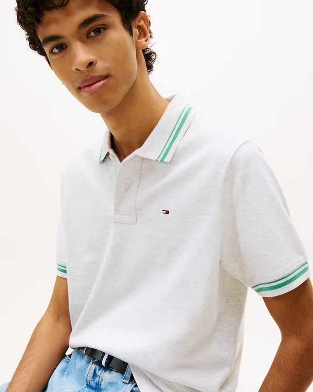 Regular Fit Tipped Polo Shirt - Ice Grey Heather