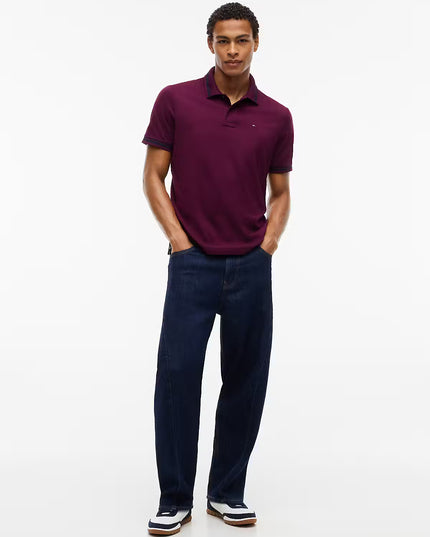 Tommy Flag Regular Fit Tipped Polo - Calypso Berry