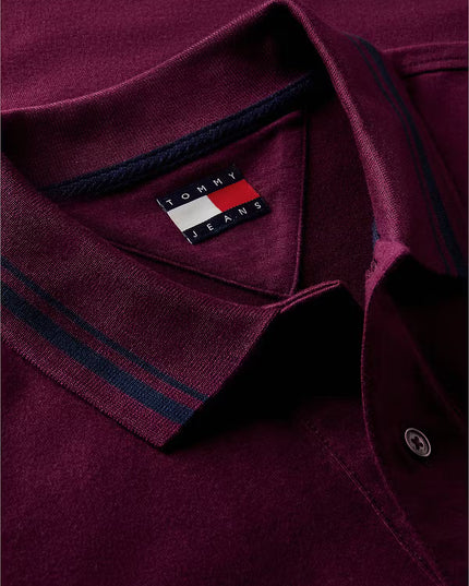 Tommy Flag Regular Fit Tipped Polo - Calypso Berry