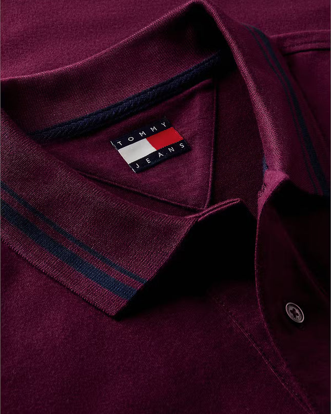 Tommy Flag Regular Fit Tipped Polo - Calypso Berry