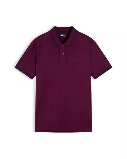Tommy Flag Regular Fit Tipped Polo - Calypso Berry