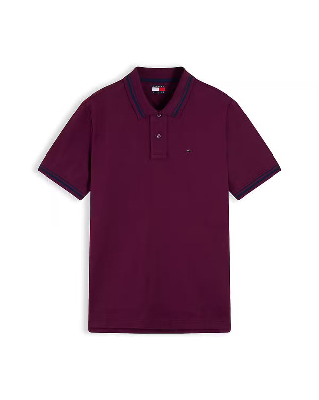 Tommy Flag Regular Fit Tipped Polo - Calypso Berry