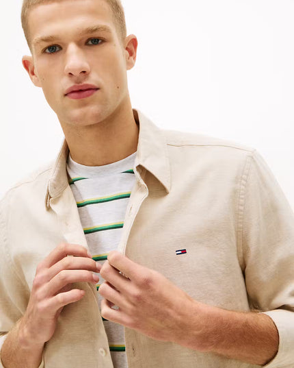 TJM REG LINEN BLEND SHIRT - Gentle Gold