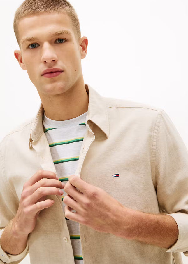 TJM REG LINEN BLEND SHIRT - Gentle Gold