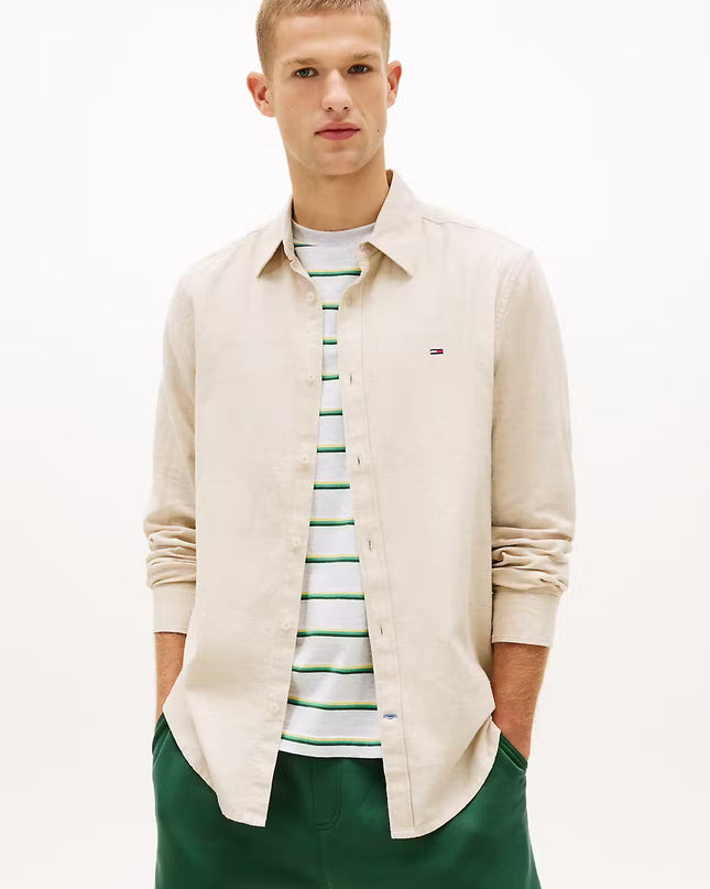 TJM REG LINEN BLEND SHIRT - Gentle Gold