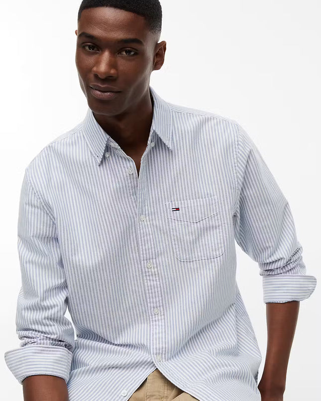 Tommy Jeans Regular Stripe Oxford Shirt - Providence Blue Stripe