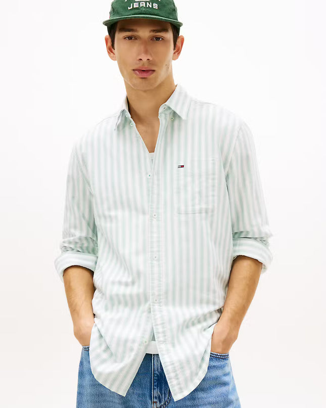TJM REG STRIPE OXFORD SHIRT - Bahama Green Stripe