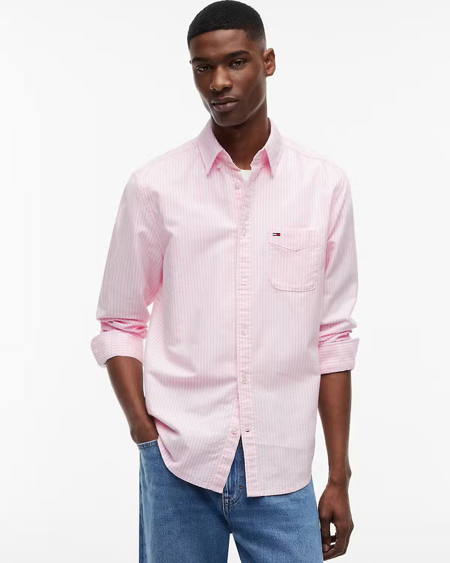 Tommy Jeans Regular Stripe Oxford Shirt - Pink Daisy Stripe