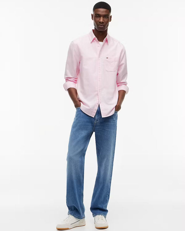Tommy Jeans Regular Stripe Oxford Shirt - Pink Daisy Stripe