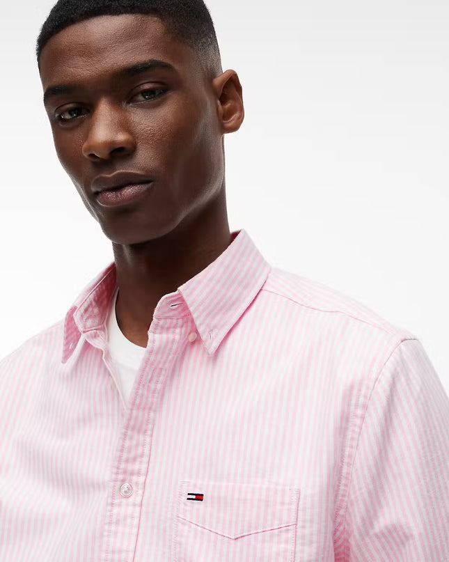 Tommy Jeans Regular Stripe Oxford Shirt - Pink Daisy Stripe