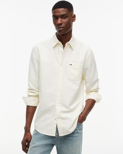 Tommy Jeans Regular Fit Stripe Oxford Shirt - Citronella