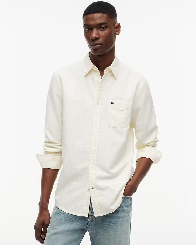 Tommy Jeans Regular Fit Stripe Oxford Shirt - Citronella