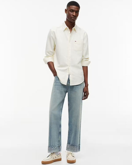 Tommy Jeans Regular Fit Stripe Oxford Shirt - Citronella
