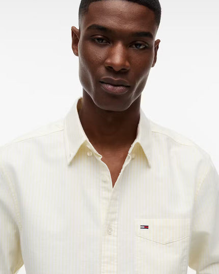 Tommy Jeans Regular Fit Stripe Oxford Shirt - Citronella