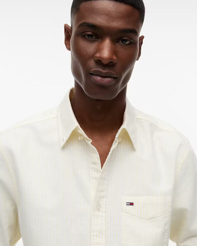 Tommy Jeans Regular Fit Stripe Oxford Shirt - Citronella