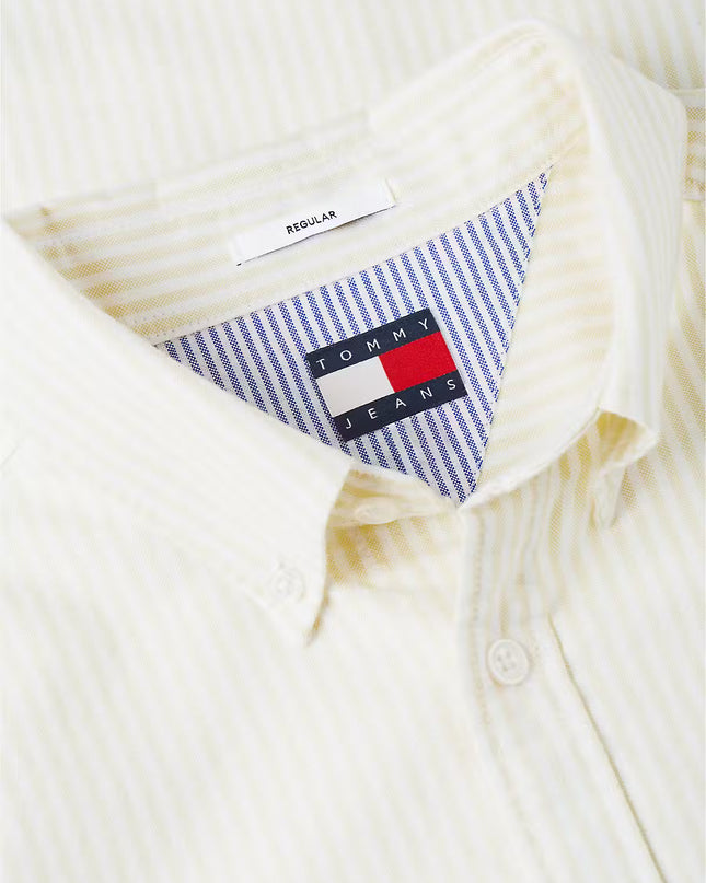 Tommy Jeans Regular Fit Stripe Oxford Shirt - Citronella