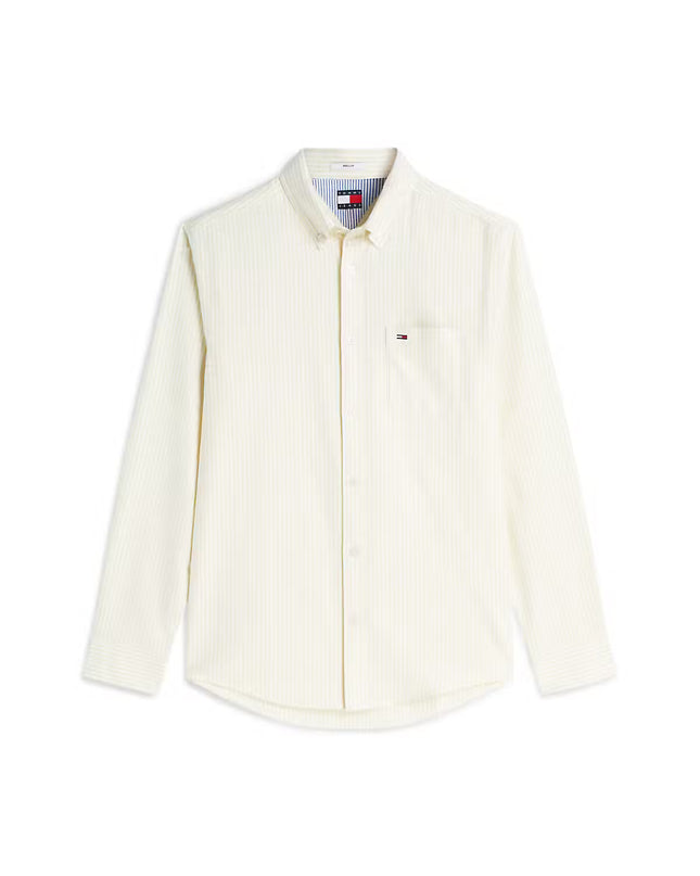 Tommy Jeans Regular Fit Stripe Oxford Shirt - Citronella