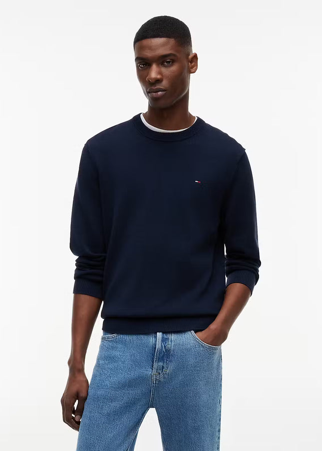 TJM SLIM ESS LIGHT SWEATER EXT - Dark Night Navy