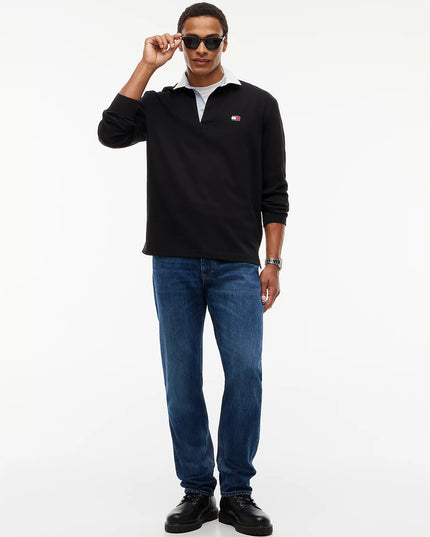 Tommy Badge Relaxed Rugby Shirt - Black