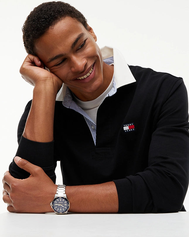 Tommy Badge Relaxed Rugby Shirt - Black