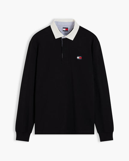 Tommy Badge Relaxed Rugby Shirt - Black