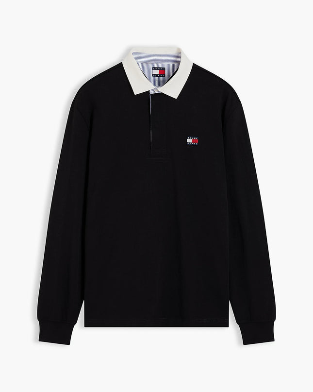 Tommy Badge Relaxed Rugby Shirt - Black