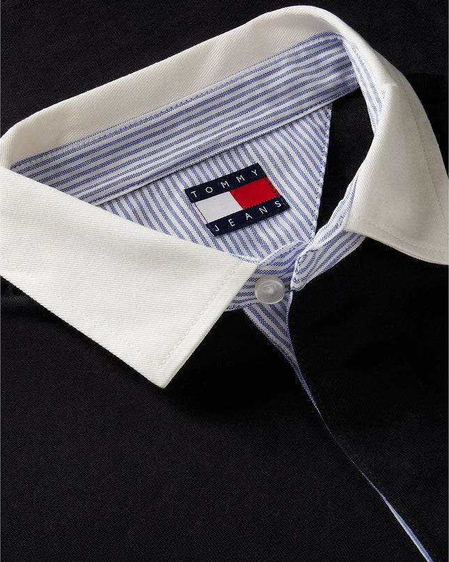 Tommy Badge Relaxed Rugby Shirt - Black