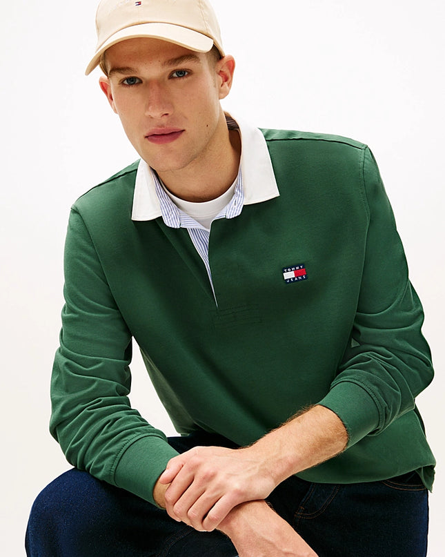 Tommy Badge Relaxed Rugby Shirt - shadow pine