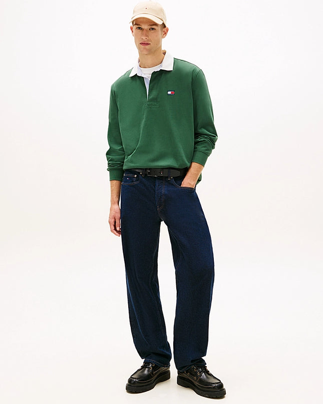 Tommy Badge Relaxed Rugby Shirt - shadow pine
